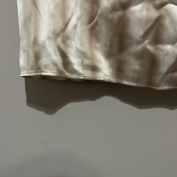 Madewell Midi Slip Dress in Stripe Silk Color Faded Khaki Size 12 *mark - Picture 6 of 13